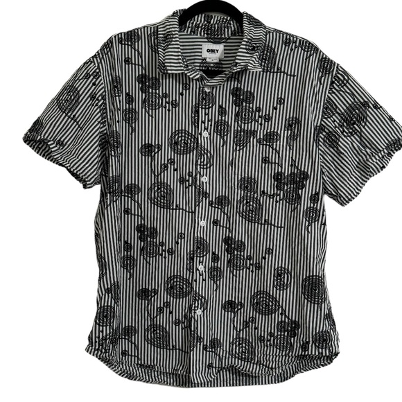 OBEY UNDERTONE WOVEN ORGANIC BUTTON-DOWN COLLARED SHIRT SIZE MEDIUM - Picture 5 of 9